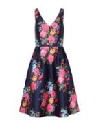Dorothy Perkins *chi Chi London Curve Navy Floral Dress