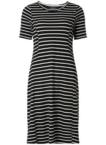 Dorothy Perkins *tall Black And White Rib Fit And Flare Dress
