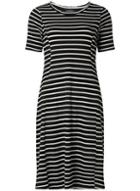 Dorothy Perkins *tall Black And White Rib Fit And Flare Dress