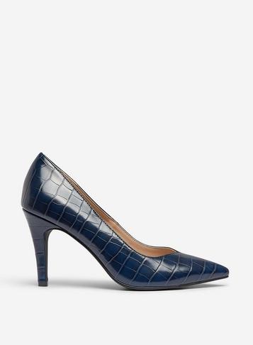 Dorothy Perkins Navy 'drake' Crocodile Court Shoes