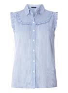 Dorothy Perkins Blue Frill Sleeveless Shirt