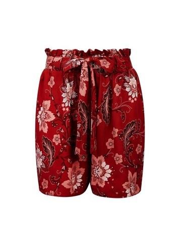 Dorothy Perkins Rust Floral Print Tie Waist Shorts