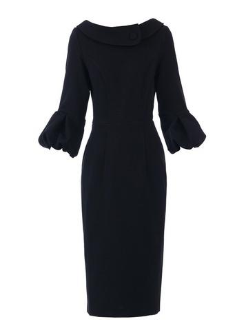 *jolie Moi Black Puffy Sleeved Dress