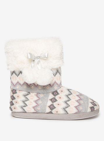 Dorothy Perkins Grey Fairisle Knitted Booties