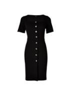 Dorothy Perkins *black Button Through Bodycon Dress