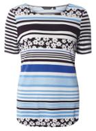 Dorothy Perkins Blue Floral Print Curve Hem T-shirt