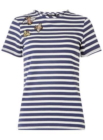 Dorothy Perkins Navy Striped Embellished T-shirt