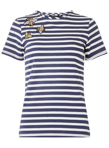 Dorothy Perkins Navy Striped Embellished T-shirt