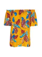 Dorothy Perkins Yellow Leaf Button Bardot Top