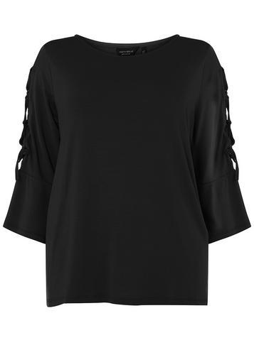 Dorothy Perkins *dp Curve Black Lattice Sleeve T-shirt