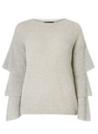 Dorothy Perkins Grey Fluted Sleeve Jumper