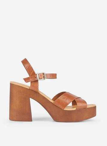 Dorothy Perkins Tan 'belle' Leather Platform Heeled Sandals