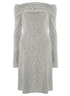 Dorothy Perkins *tall Grey Marl Foldover Bardot Dress