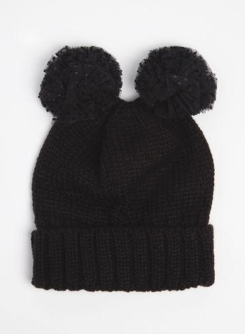 Dorothy Perkins Black Pom Pom Novelty Beanie Hat