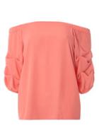 Dorothy Perkins Coral Puff Sleeve Bardot Top