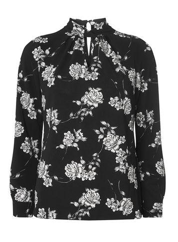 Dorothy Perkins Black Floral Print Twist Neck Blouse