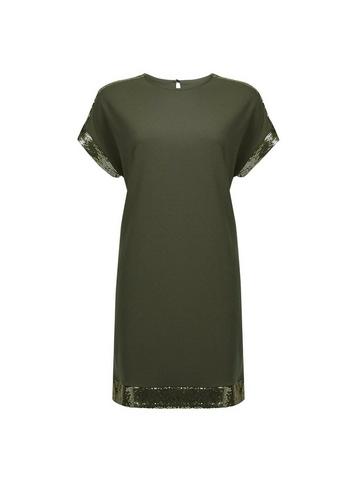 Dorothy Perkins Khaki Embellished Shoulder Shift Dress