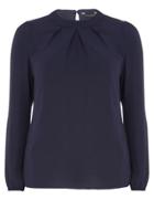 Dorothy Perkins Navy High Neck Long Sleeve Top