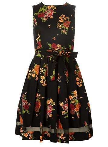 Dorothy Perkins Black Oriental Wrap Back Fit And Flare Dress