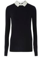 Dorothy Perkins *tall Navy 2-in-1 Pearl Collar Jumper