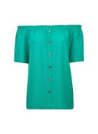 Dorothy Perkins Green Button Bardot Top
