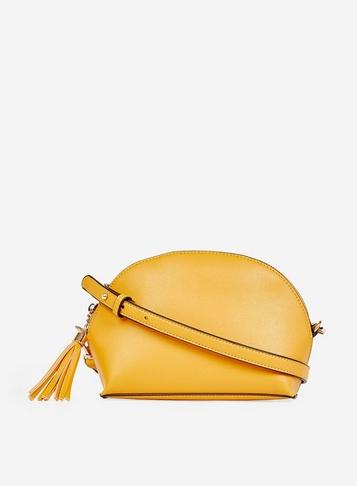 Dorothy Perkins Yellow Half Moon Tassel Cross Body Bag