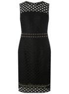 Dorothy Perkins Black Eyelet Waist Lace Pencil Dress
