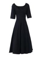 *jolie Moi Black Scoop Neckline Dress