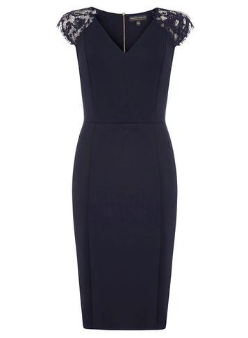 Dorothy Perkins *tall Navy Lace Shoulder Pencil Dress