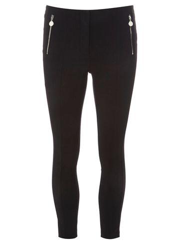 Dorothy Perkins Petite Black Zip Bengaline Trousers