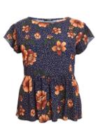 Dorothy Perkins *quiz Navy Floral Print Peplum Top