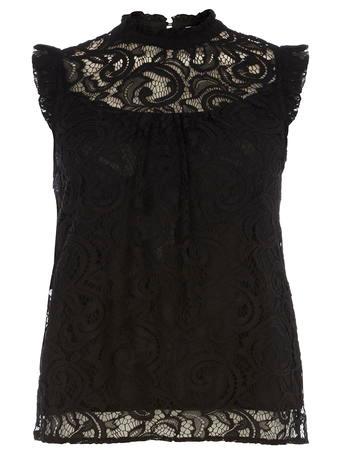 Dorothy Perkins Black Lace High Neck Top