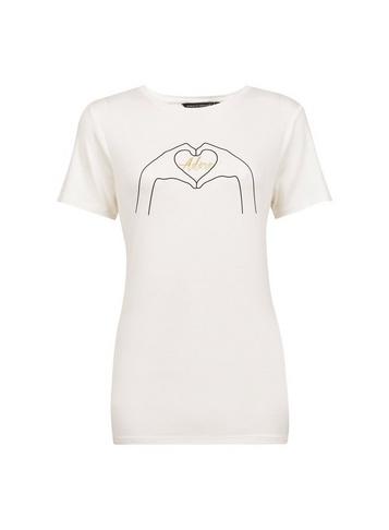 Dorothy Perkins Ivory Hand Heart Motif T-shirt