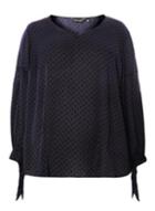 Dorothy Perkins *dp Curve Navy Blue Polka Dot Print Tie Sleeve Blouse