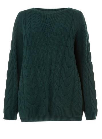 Dorothy Perkins *dp Curve Green Cable Knit Jumper
