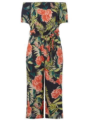 Dorothy Perkins *tall Navy Floral Print Bardot Jumpsuit