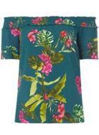 Dorothy Perkins Dark Green Floral Bardot Top