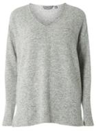 Dorothy Perkins *tall Grey Brushed V-neck Slouchy Top