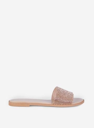 Dorothy Perkins Wide Fit Rose Gold Jewelled Sandals