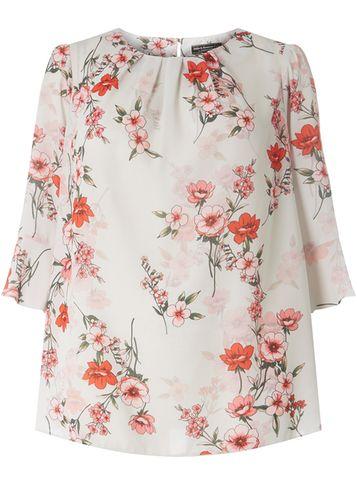 Dorothy Perkins *billie & Blossom Curve White Shadow Floral Print Top