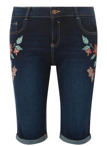 Dorothy Perkins *tall Indigo Floral Embroidered Shorts