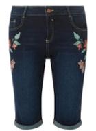 Dorothy Perkins *tall Indigo Floral Embroidered Shorts