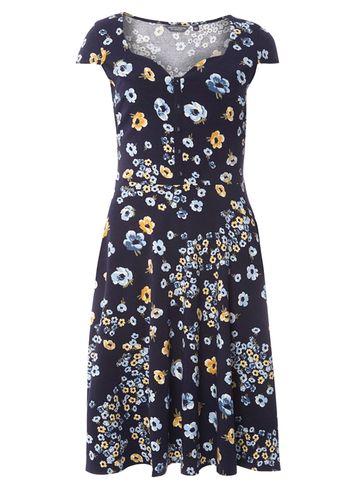 Dorothy Perkins *tall Navy Buttercup Print Dress
