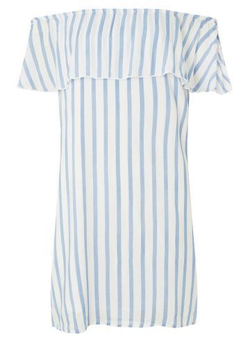Dorothy Perkins *only White And Blue Striped Bardot Dress