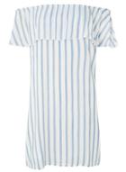 Dorothy Perkins *only White And Blue Striped Bardot Dress