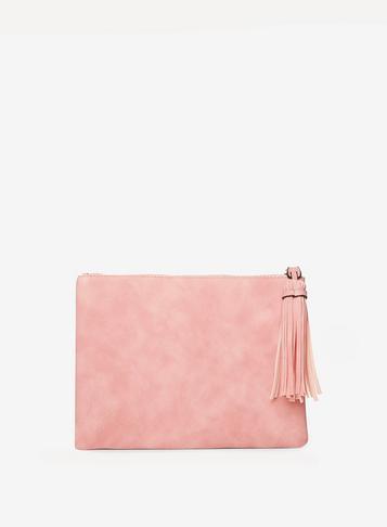 Dorothy Perkins Coral Tassel Clutch Bag