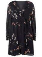 *vero Moda Navy Floral Print Frill Skater Dress