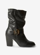 Dorothy Perkins Black Pu Klarissa Ruched Ankle Boots