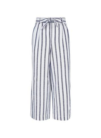 Dorothy Perkins Navy Striped Linen Blend Culottes