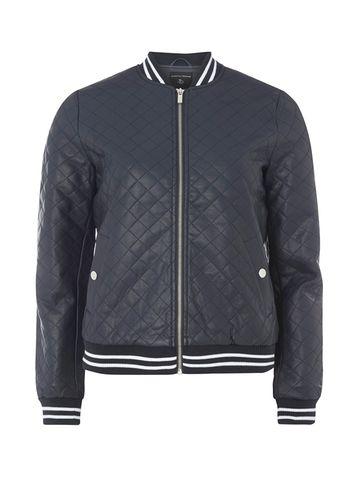 Dorothy Perkins Stripe Rib Faux Leather Bomber Jacket